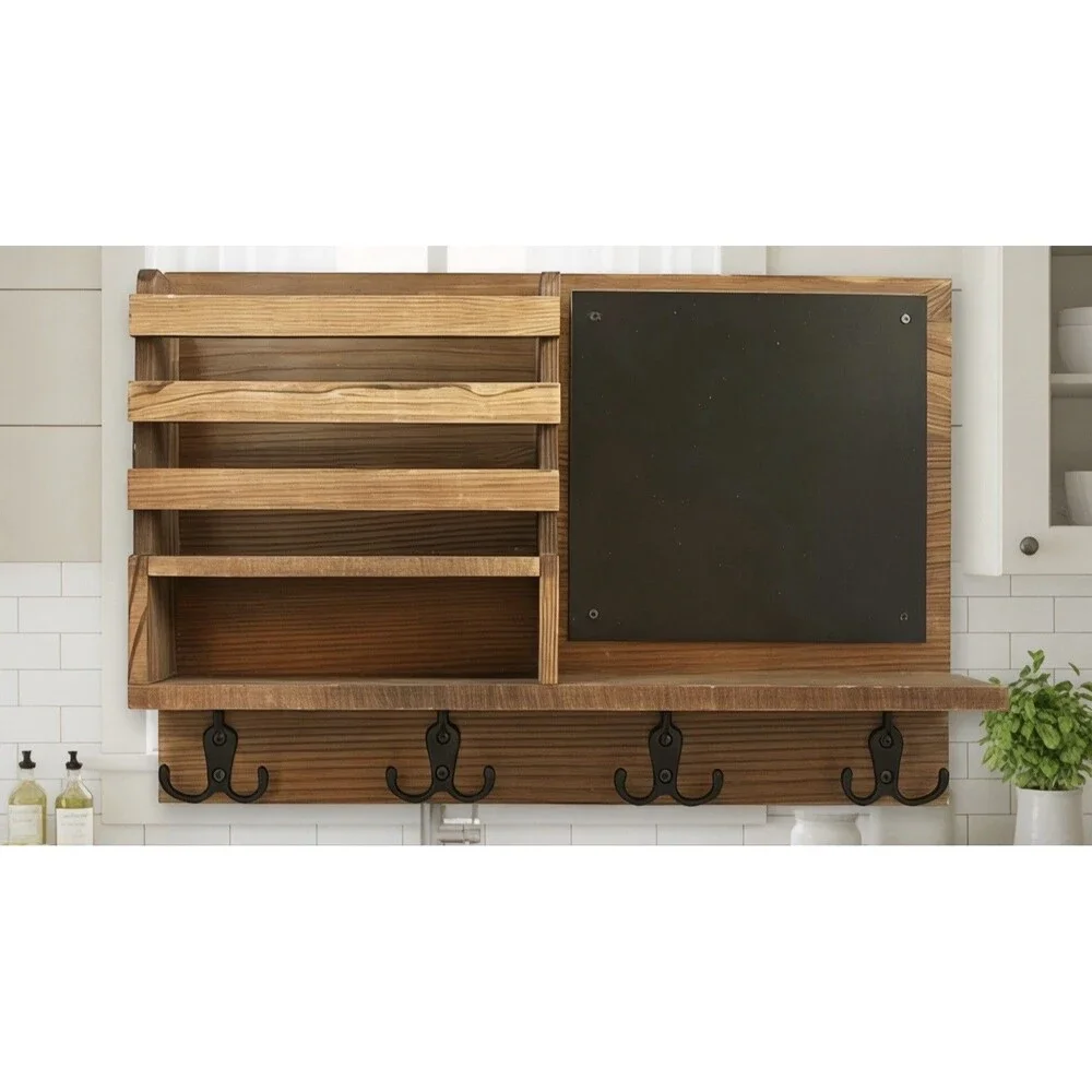 Vintage Metal Wall Shelf Scroll Design Narrow Display Rack 16in Farmhouse